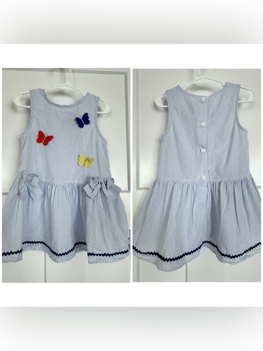 Goodlad Girls 5Y Blue Striped Butterfly Peplum Top